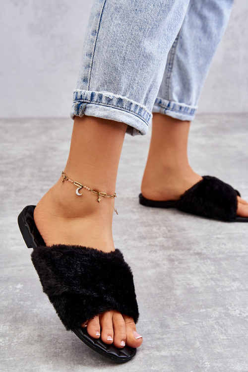 Dámske ploché dámske päty s kožušinou