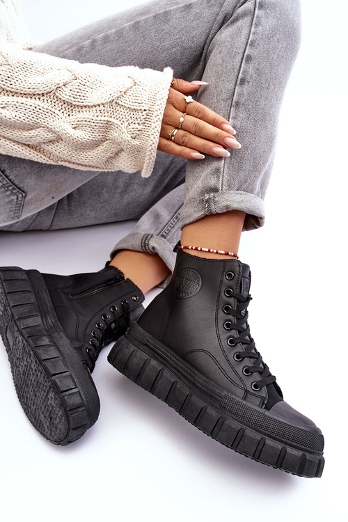 Ocieplane Kožené Boty Na Zip Big Star MM274625 Černé