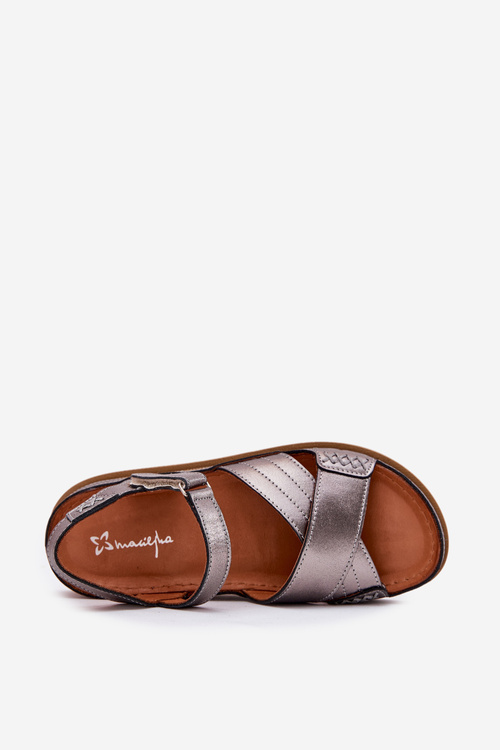 Dámské kožené sandály na platformě Maciejka L7064-35 grafitové