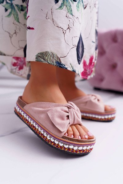 Dámské Nazouváky s Luky Tlustá Podešev Růžové Milady