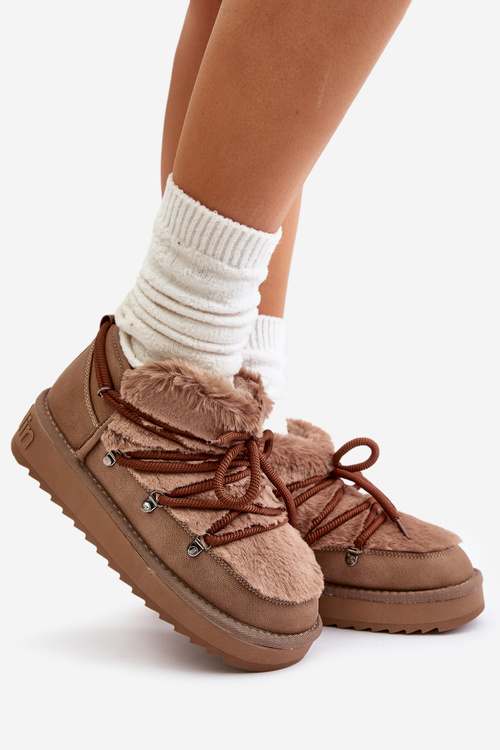 Nízke Snehové Topánky Na Platforme S Kožušinou D.Franklin Hnedé DFSH370011