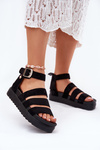 Dámske Sandále Na Platforme S Pásikmi Čierne Nevidas