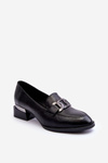 Kožené mokasíny na podpatku černé Sakina