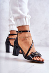 Dámske kožené sandále s kryštálmi Čierna Ramona