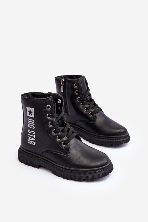 Big Star MM374152 Čierne izolované detské kožené topánky