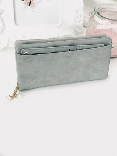 Large Women's Black Trendy Wallet Gold Zipper
