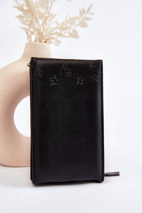 Módní kabelka peněženka 2v1 s embosováním Černá Savano