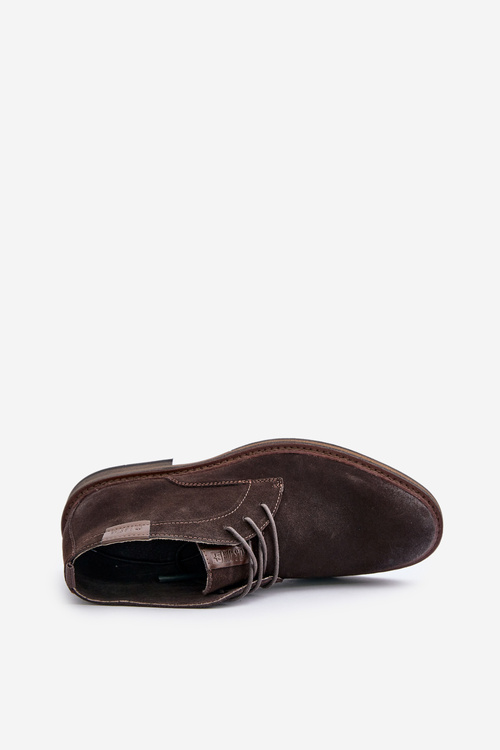 Semišové Pánské Boty Na Šněrování Tmavě Hnědé Big Star OO174145