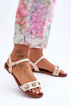 Klasické dámske sandále s dekoráciami S. Barski SS27-79 Beige