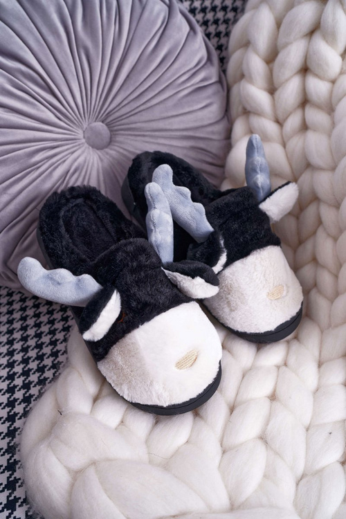 Dámské pantofle s kožešinou sob Černé Deff