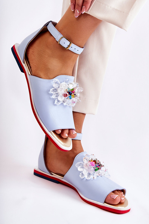 Dámske kožené sandále s ornamentom Blue Nevassa