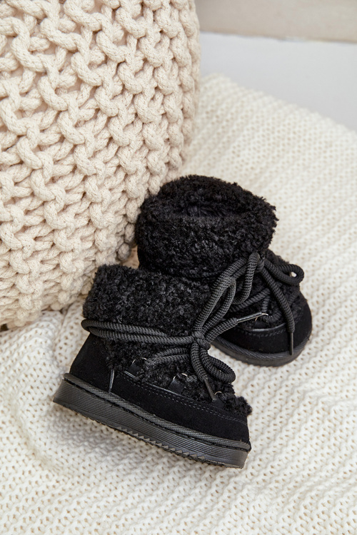 Teplé topánky Snehové topánky zviazané čierne Asija