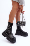 Kožené boty na masivní platformě černé Luinai