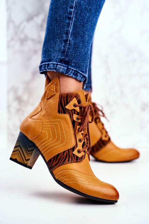 Dámské Boty Maciejka Kožené žluté 03194