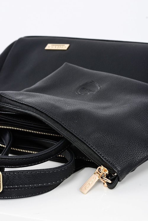 Duża Czarna Torba Damska + Saszetka + Lustereczko POLSKA