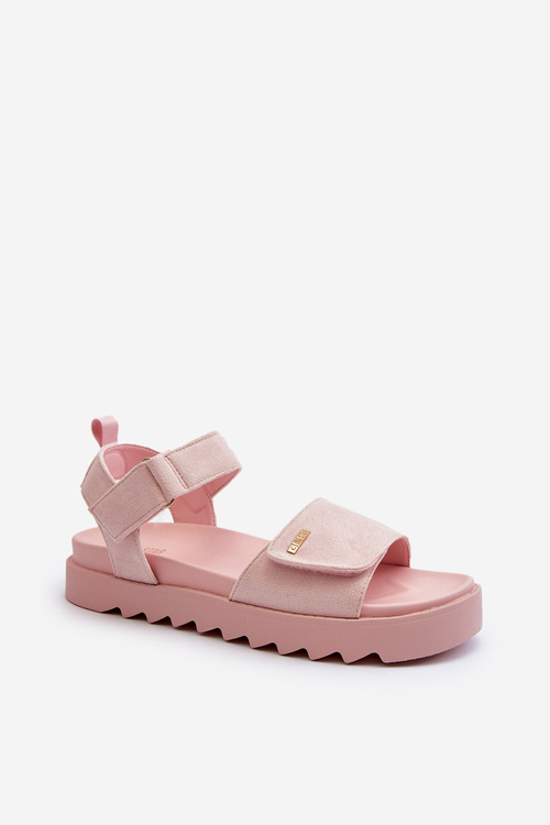 Dámské semišové sandály na platformě Big Star NN274701 růžové