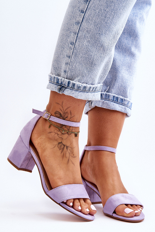 Semišové klasické sandály na nízkém podpatku fialové Honeymoon