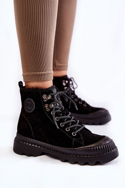 semišové teplé boty Big Star KK274522 Černé