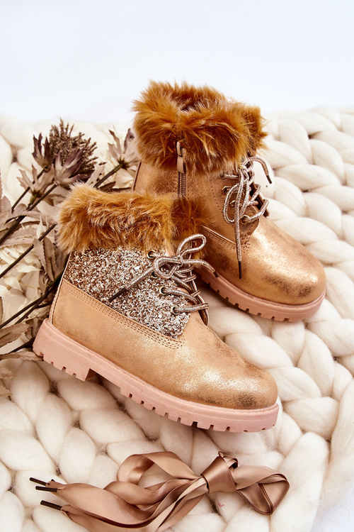 Dětské lesklé boty Trapper Warm zlato Brema