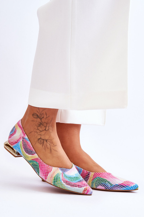 Dámské Baleríny Laura Messi Kožené Tęczowe 2193