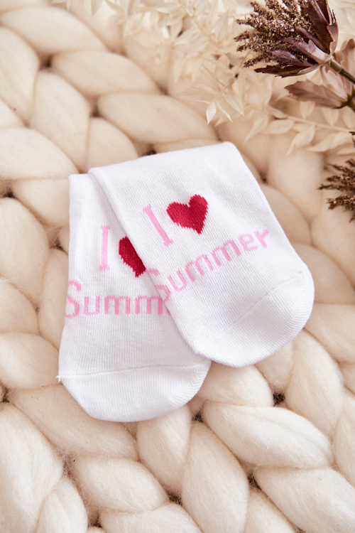 Mládežnické ponožky se vzorem I Love Summer Bíle