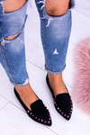 Lu Boo černé loafers Iridescent bodce Semiš Spike