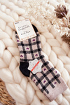 Dámské teplé ponožky mříž Béžová a černá