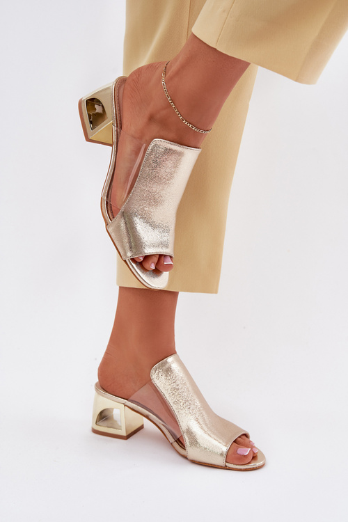 Dámské Sandály Na Podpatku Zlaté Tessira