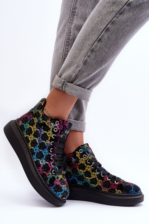 Športové topánky na platforme dżeta goe mm2n4009 čierna