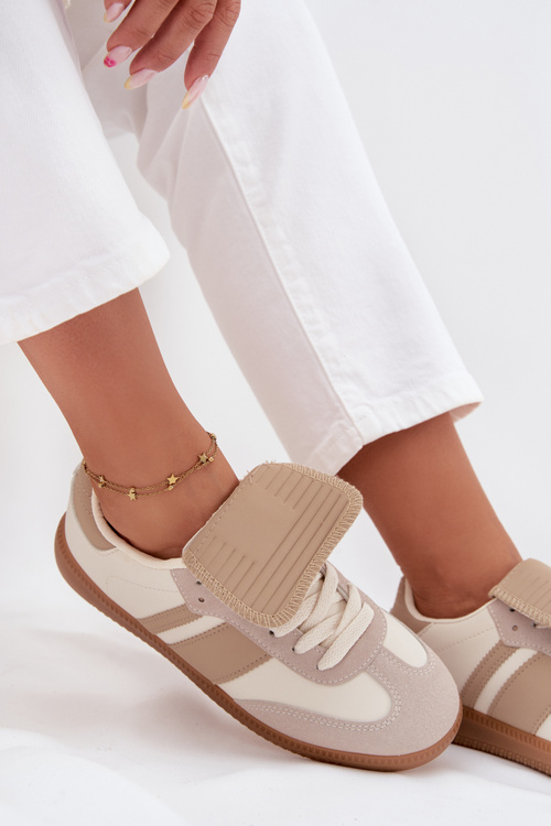 Nízké dámské tenisky s ohrnutým jazykem béžové Ardira