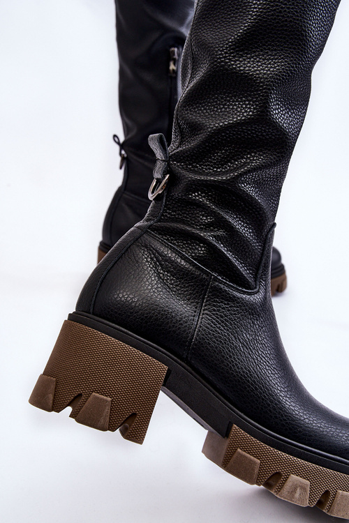 Módní dámské kozačky Černé Venise