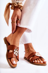 Pohodlné flip -flops s dekoráciou Brown Leila