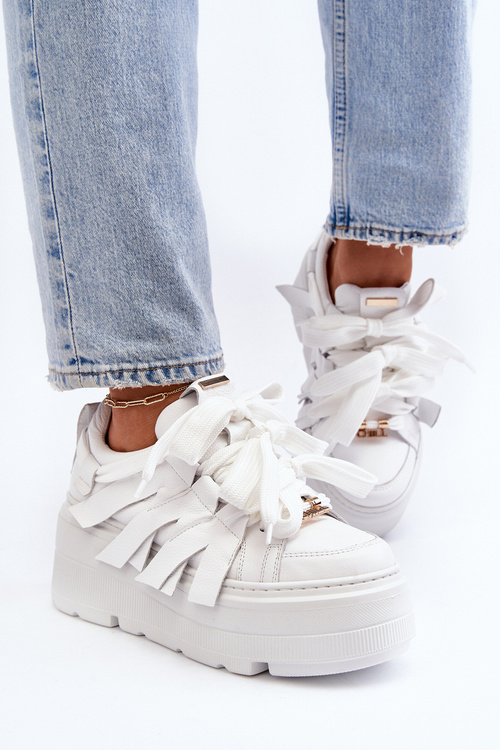 Sneakersy na masívnej platforme biele Zazoo 2F-7033
