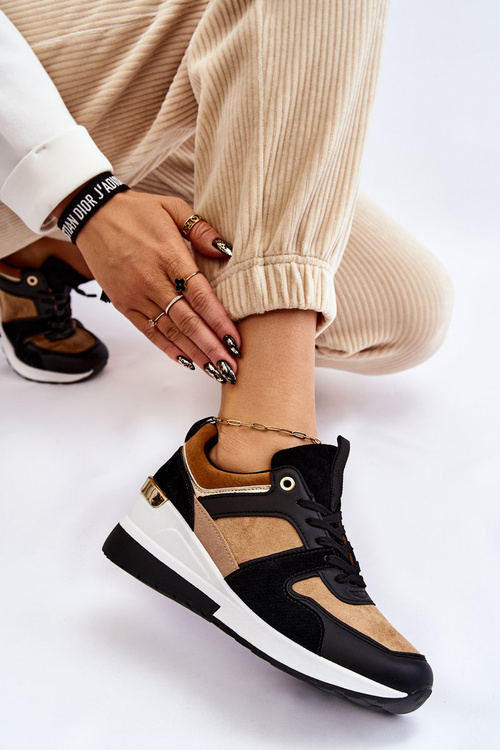 Klasické béžové a tenisky na klínku černé Collide