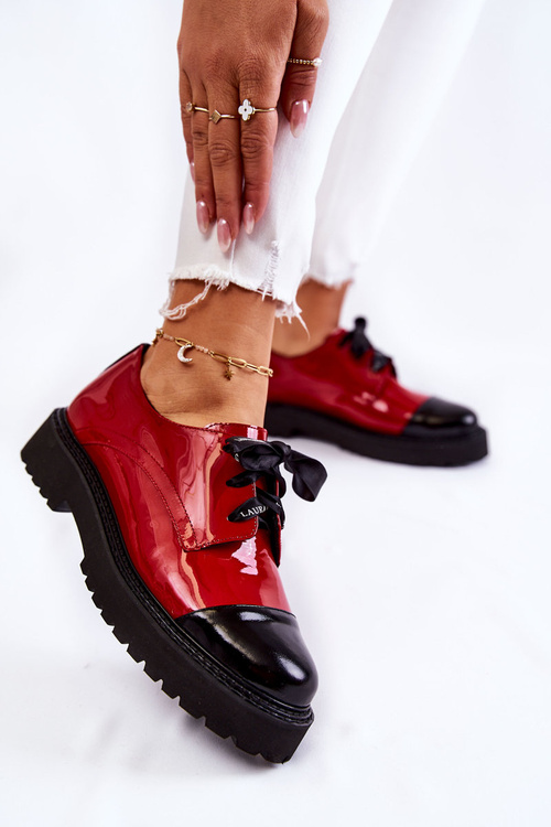 Lakované šněrovací boty Laura Messi 2441 Červené