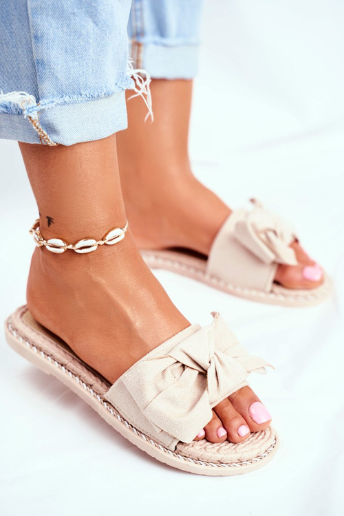 Dámske papuče s lukom béžovým šťastím