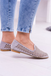 Lu Boo Gray Openwork Balerinas Lords Carmar Studs