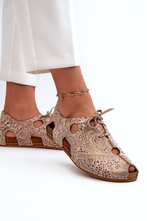 Dámske kožené topánky Maciejka 05850-22 Svetlo béžové