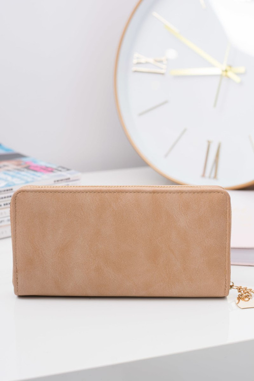 Big Beige Women's Wallet Keychain Golden Heart