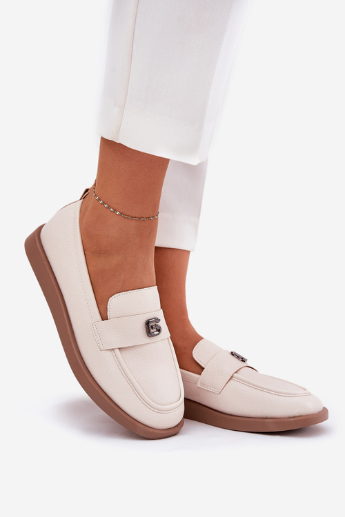 Dámské elegantní mokasíny s ozdobným malým detailem Vinceza 62208 béžové