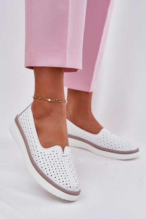 Kožené Dámske Polobotky Biele Liaruna