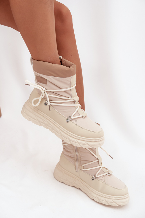 Ženské snehule na zips Lee Cooper LCJ 25 44 3931 béžové Ženské snehule