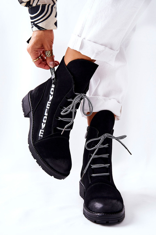 Čierne kožené topánky Lomissa s dekoratívnym zipsom