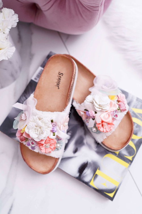 Dámské Nazouváky s Květinami Bílé Enrissa