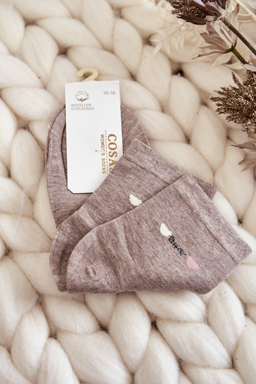 Dámske hladké bavlnené ponožky cosas béžová melange
