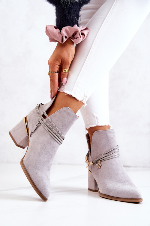 Semišové kovbojské boty s pruhy Šedé Inessa