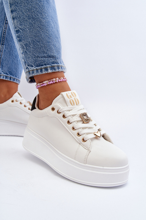 Dámske tenisky na platforme s bielymi ozdobami Herbisa