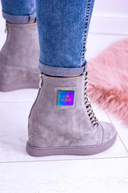 Dámske tenisky Lu Boo Gray Suede s dúhovými reťazcami Monica