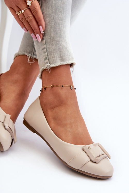 Baleríny S Páskem A Ozdobou Z Ekokože Světle Béžové Cadwenla