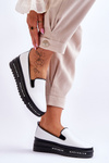 Kĺzané kožené tenisky na platforme White Madeline Platform